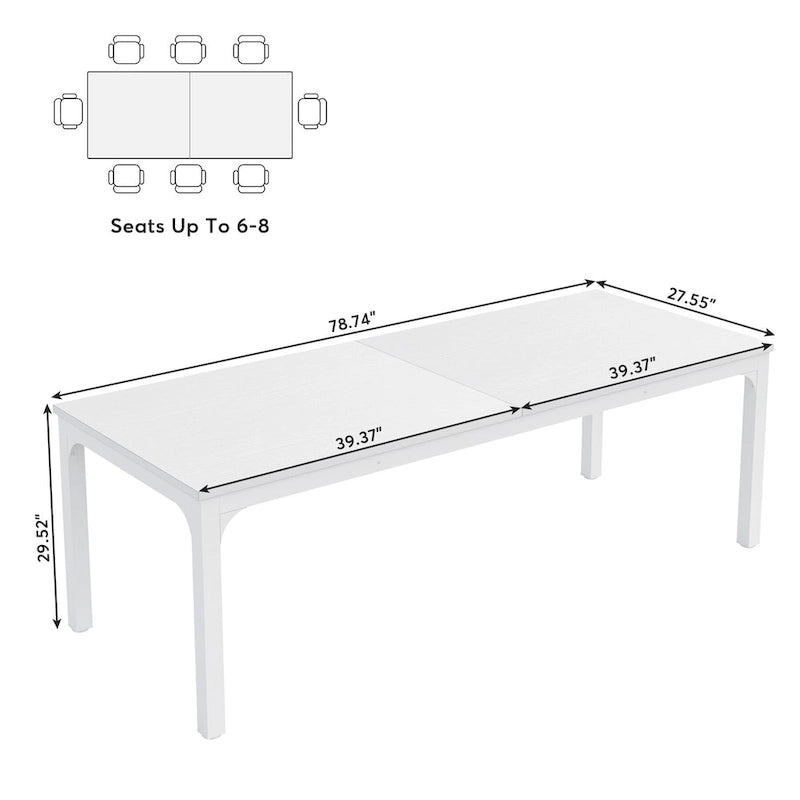 Table à manger rectangulaire industrielle avec pieds en métal robuste — 6 à 8 places
