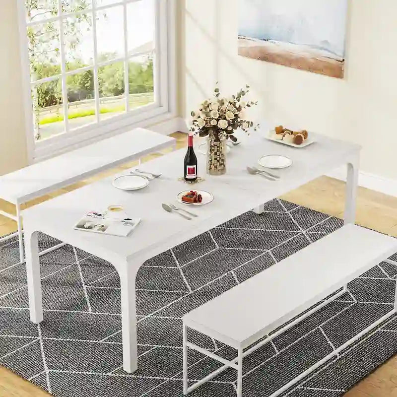 Table à manger rectangulaire industrielle avec pieds en métal robuste — 6 à 8 places
