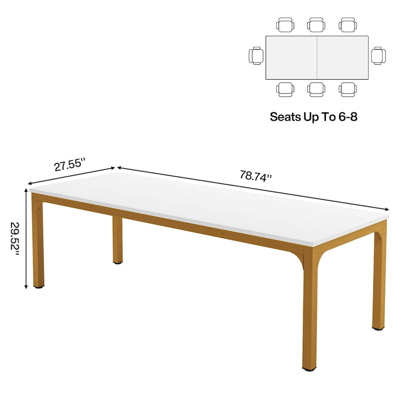 Table à manger rectangulaire industrielle avec pieds en métal robuste — 6 à 8 places