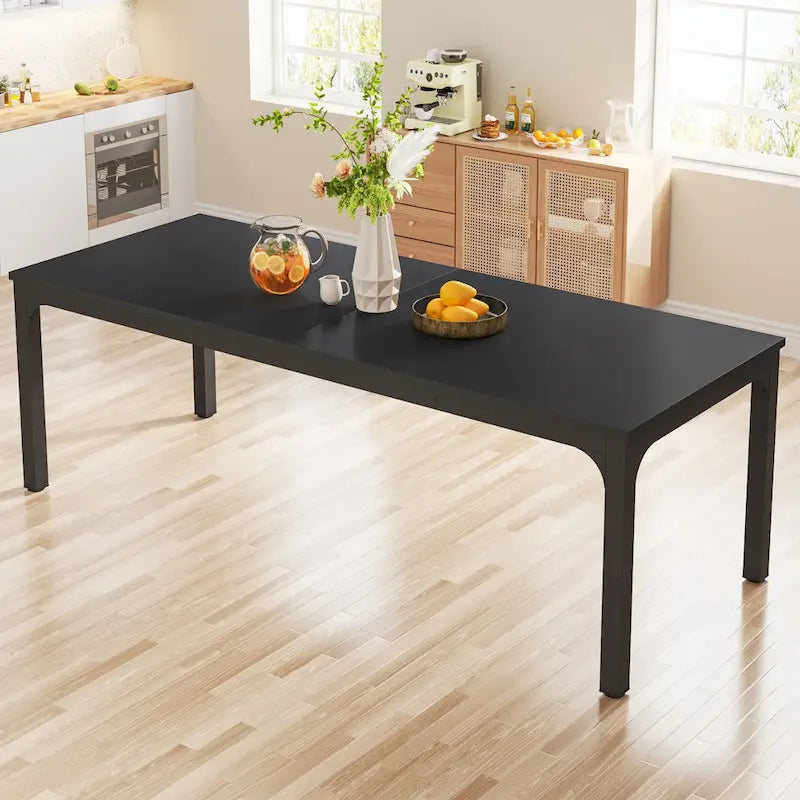 Table à manger rectangulaire industrielle avec pieds en métal robuste — 6 à 8 places