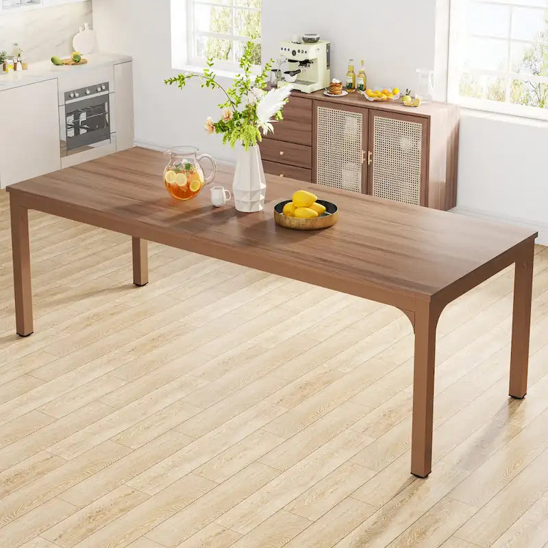 Table à manger rectangulaire industrielle avec pieds en métal robuste — 6 à 8 places