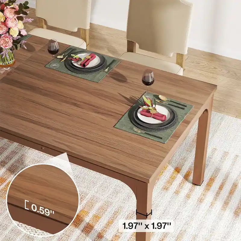 Table à manger rectangulaire industrielle avec pieds en métal robuste — 6 à 8 places