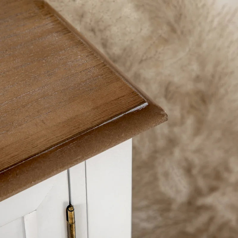 Console de style vintage avec 2 tiroirs, des portes d'armoire et une étagère inférieure — Blanc