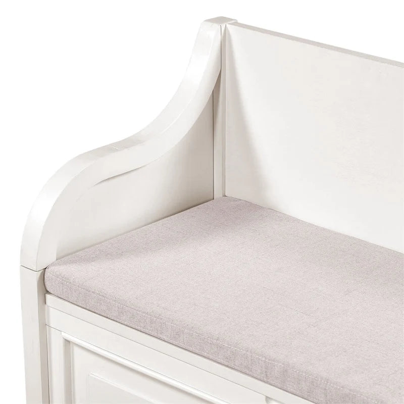 Banc de rangement rustique en bois massif avec compartiment caché et coussin amovible — Entrée et chambre à coucher