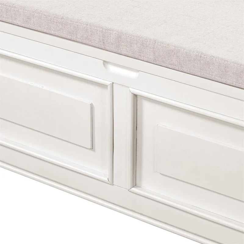 Banc de rangement rustique en bois massif avec compartiment caché et coussin amovible — Entrée et chambre à coucher