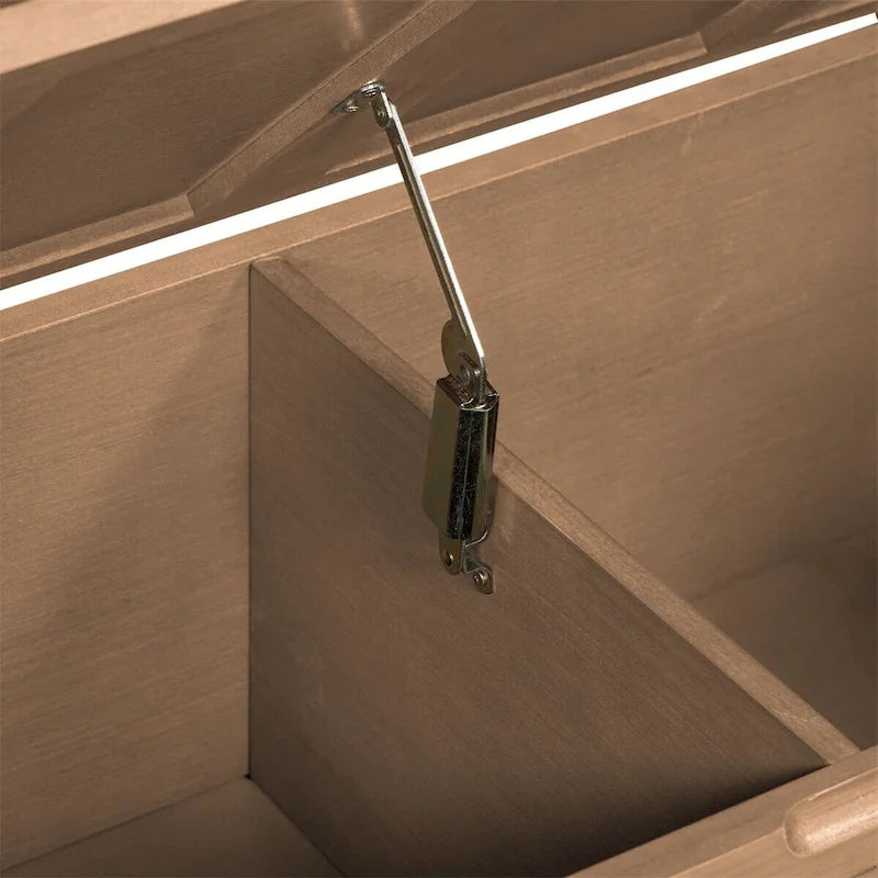 Banc de rangement rustique en bois massif avec compartiment caché et coussin amovible — Entrée et chambre à coucher