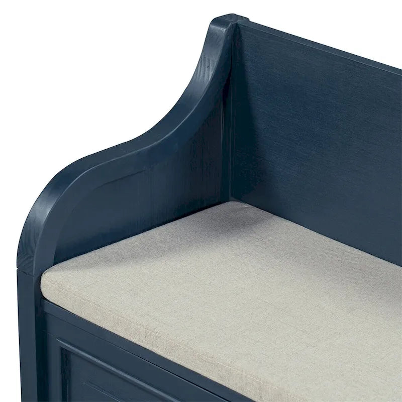 Banc de rangement rustique en bois massif avec compartiment caché et coussin amovible — Entrée et chambre à coucher