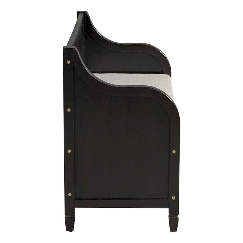 Banc de rangement rustique en bois massif avec compartiment caché et coussin amovible — Entrée et chambre à coucher