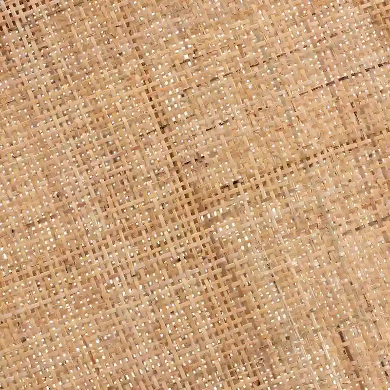 Table d'appoint ronde bohème avec tissage en rotin et étagère ouverte — Cadre en bois d'acajou