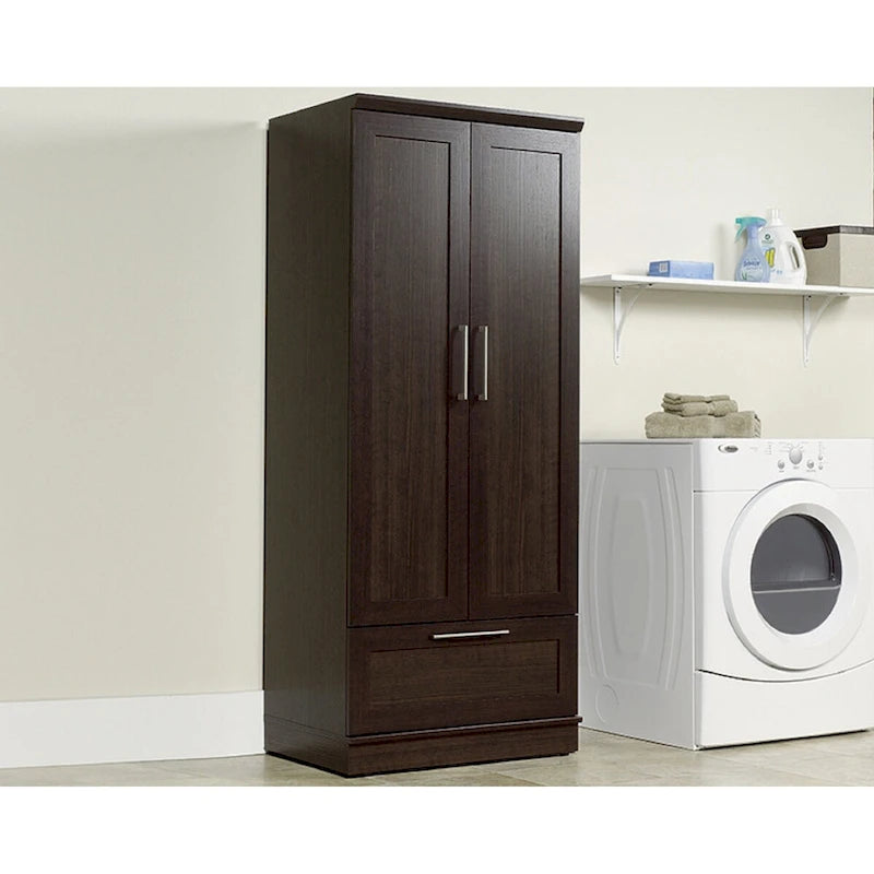 Armoire de rangement avec penderie, étagère réglable et tiroir inférieur — 4 finitions possibles