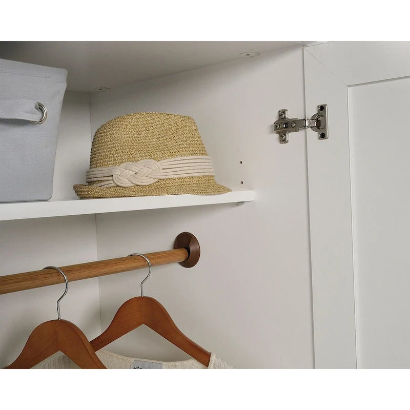 Armoire de rangement avec penderie, étagère réglable et tiroir inférieur — 4 finitions possibles
