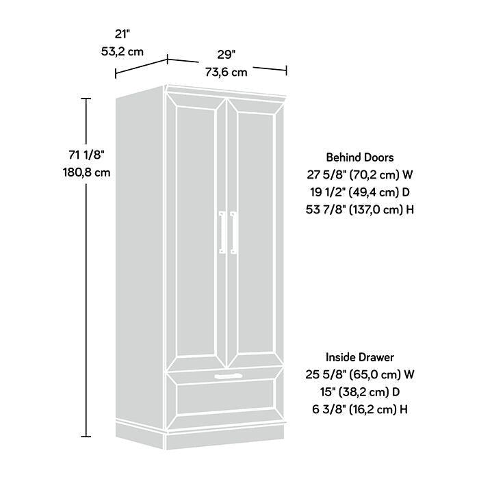 Armoire de rangement avec penderie, étagère réglable et tiroir inférieur — 4 finitions possibles