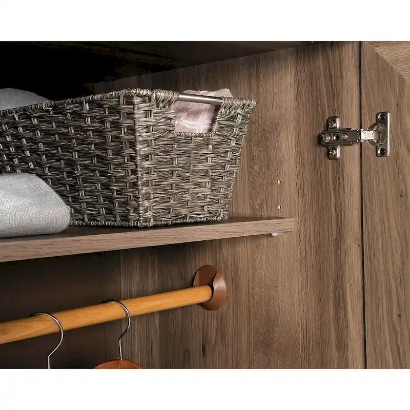 Armoire de rangement avec penderie, étagère réglable et tiroir inférieur — 4 finitions possibles