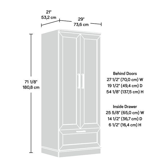 Armoire de rangement avec penderie, étagère réglable et tiroir inférieur — 4 finitions possibles