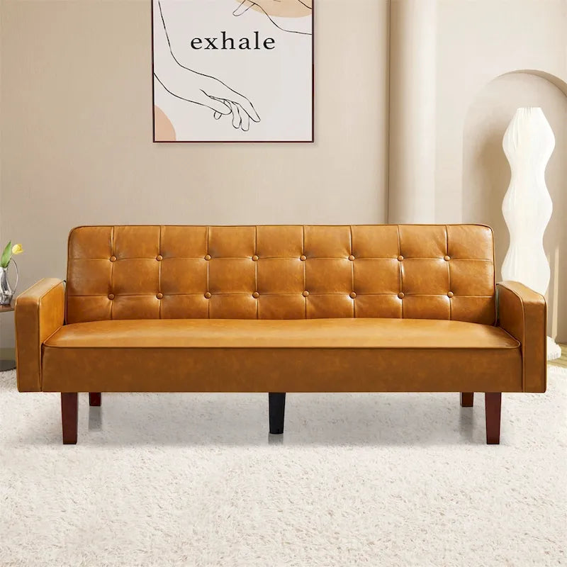 Canapé-lit convertible en similicuir avec dossier réglable et mousse à mémoire de forme — Banquette-lit pour salon et chambre d'amis