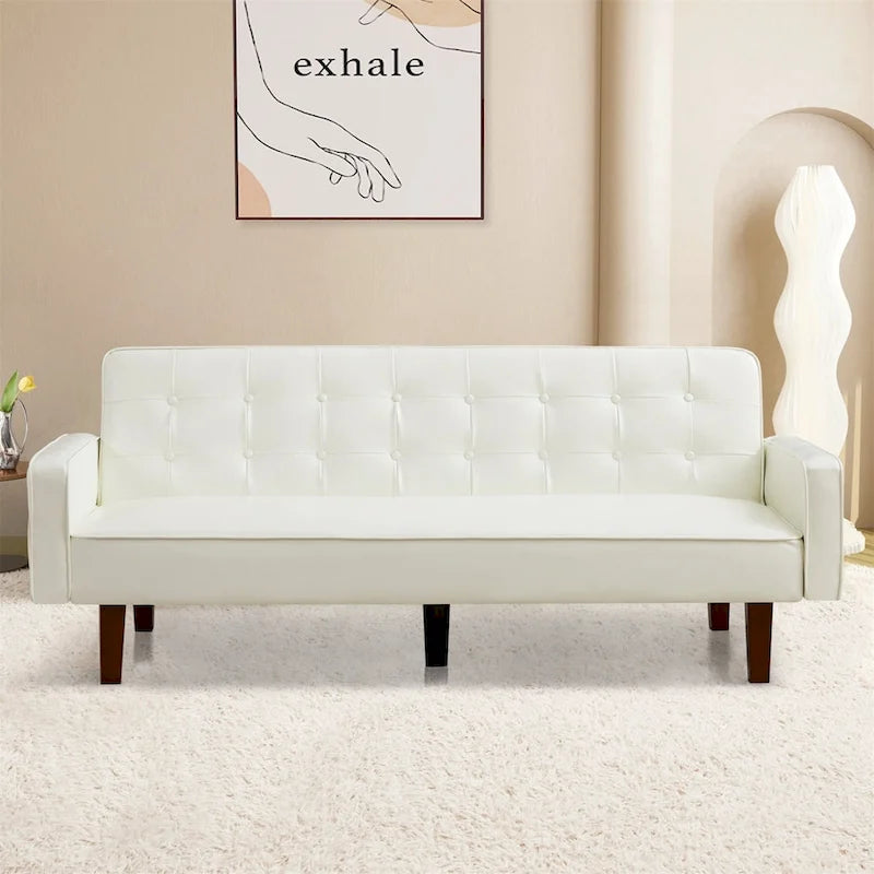 Canapé-lit convertible en similicuir avec dossier réglable et mousse à mémoire de forme — Banquette-lit pour salon et chambre d'amis
