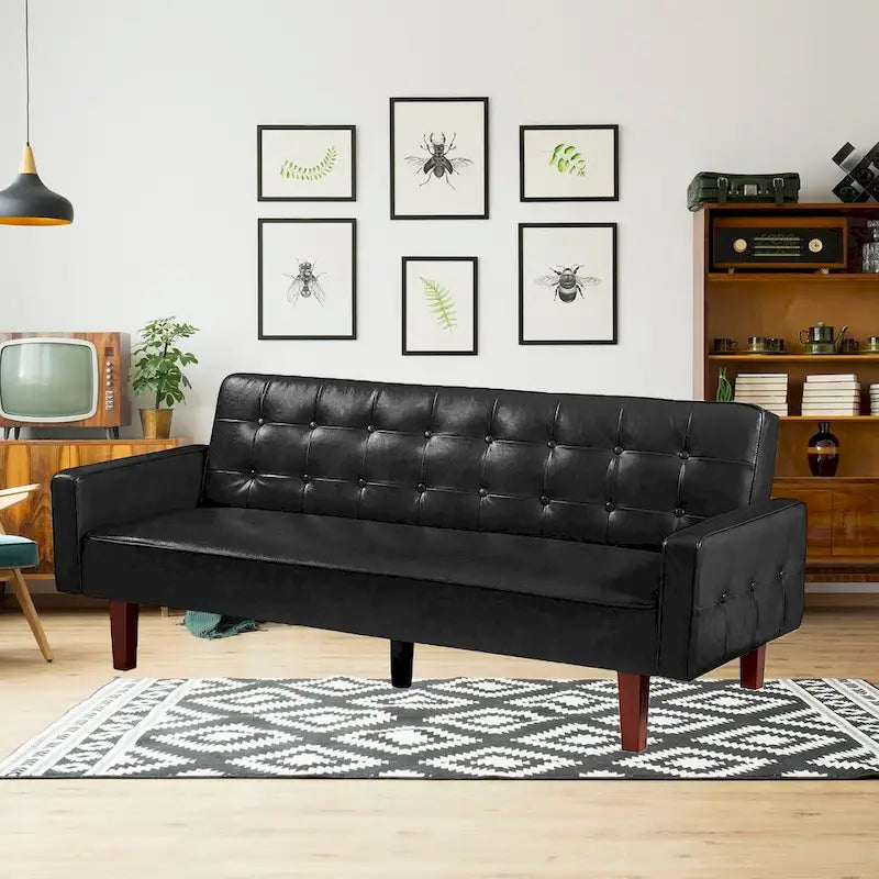 Canapé-lit convertible en similicuir avec dossier réglable et mousse à mémoire de forme — Banquette-lit pour salon et chambre d'amis
