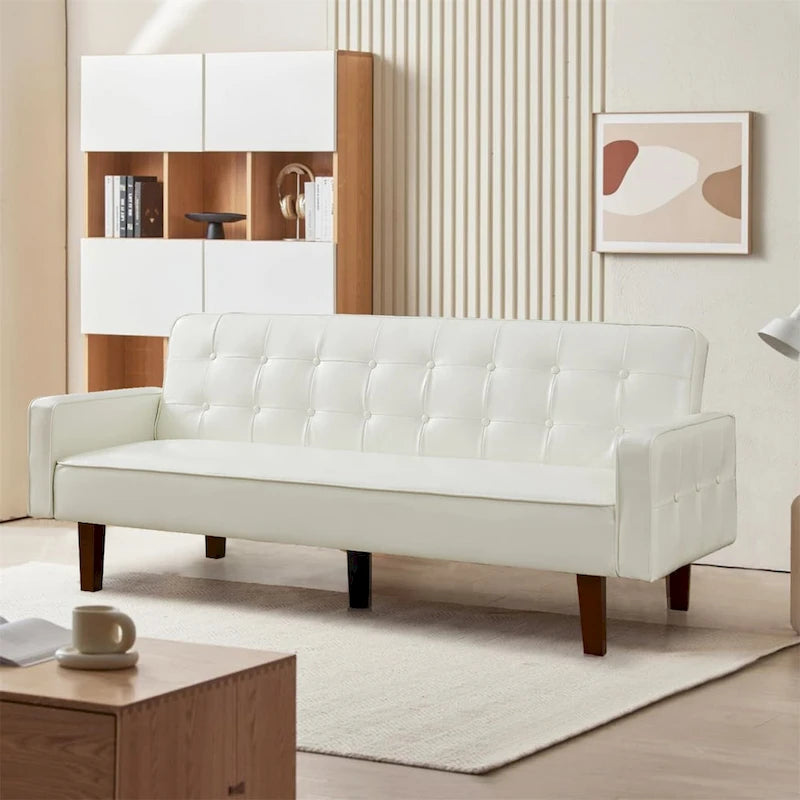 Canapé-lit convertible en similicuir avec dossier réglable et mousse à mémoire de forme — Banquette-lit pour salon et chambre d'amis