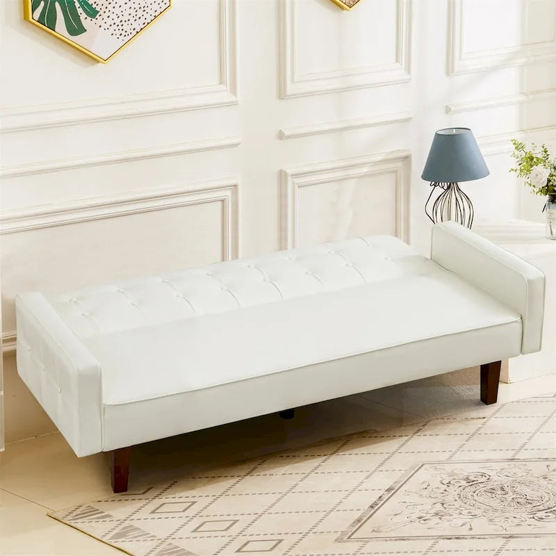 Canapé-lit convertible en similicuir avec dossier réglable et mousse à mémoire de forme — Banquette-lit pour salon et chambre d'amis