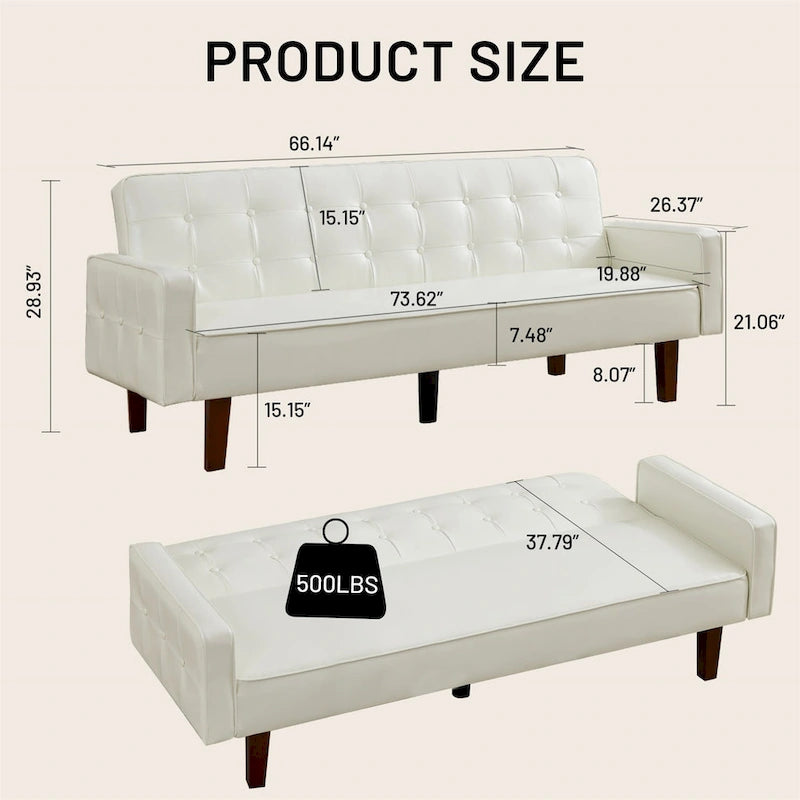 Canapé-lit convertible en similicuir avec dossier réglable et mousse à mémoire de forme — Banquette-lit pour salon et chambre d'amis