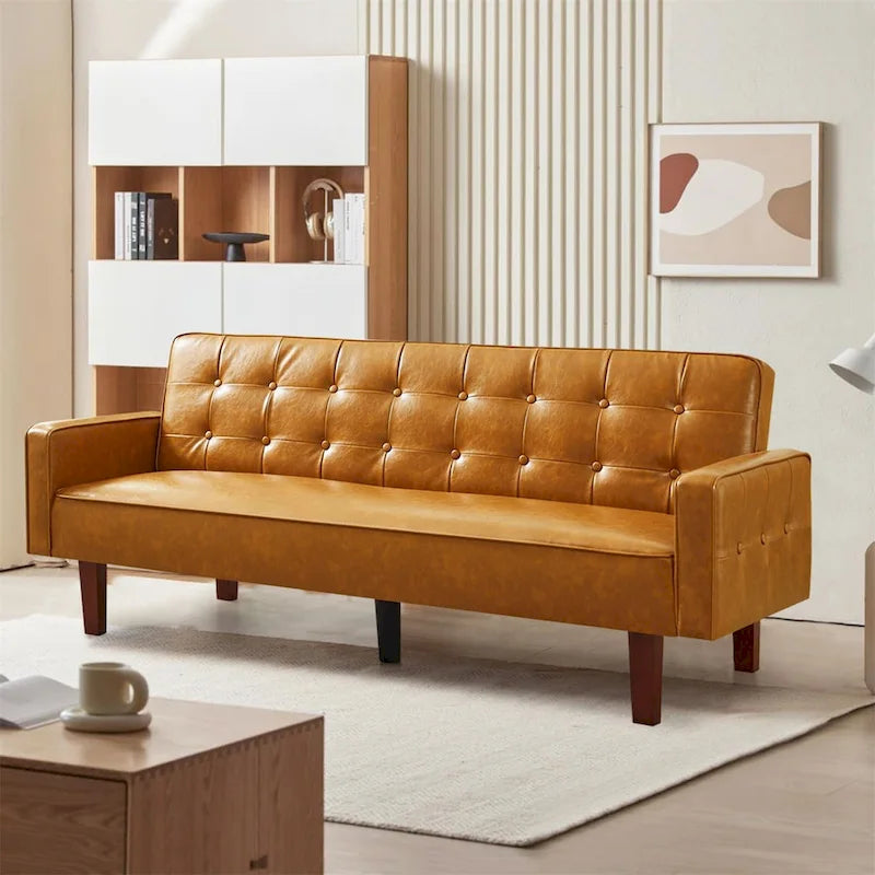 Canapé-lit convertible en similicuir avec dossier réglable et mousse à mémoire de forme — Banquette-lit pour salon et chambre d'amis