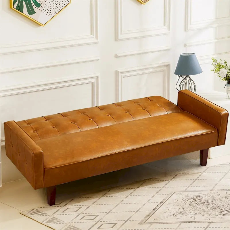 Canapé-lit convertible en similicuir avec dossier réglable et mousse à mémoire de forme — Banquette-lit pour salon et chambre d'amis