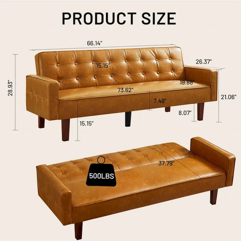Canapé-lit convertible en similicuir avec dossier réglable et mousse à mémoire de forme — Banquette-lit pour salon et chambre d'amis