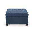 Pouf de rangement carré avec couvercle capitonné gaufré et charnières à fermeture progressive