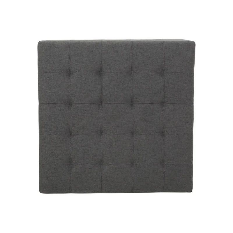 Pouf de rangement carré avec couvercle capitonné gaufré et charnières à fermeture progressive