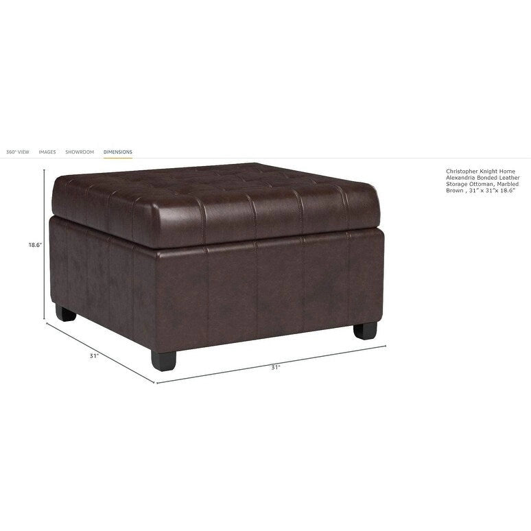 Pouf de rangement carré avec couvercle capitonné gaufré et charnières à fermeture progressive