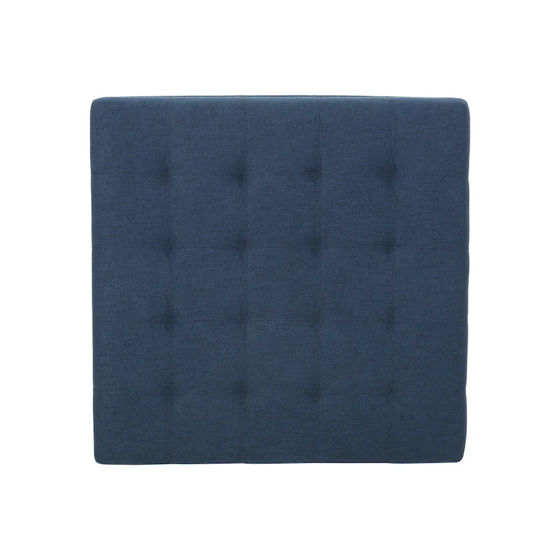 Pouf de rangement carré avec couvercle capitonné gaufré et charnières à fermeture progressive