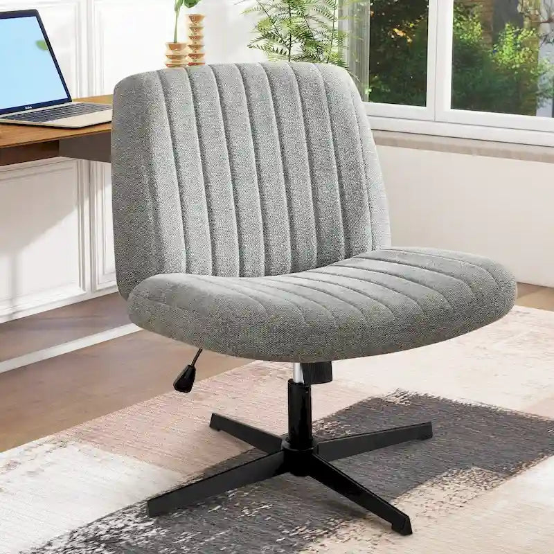 Chaise de bureau pivotante sans accoudoirs avec pieds croisés, hauteur réglable et roulettes