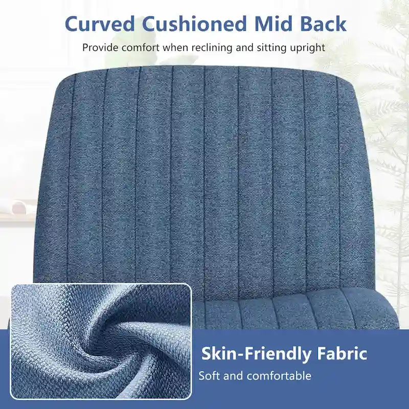 Chaise de bureau pivotante sans accoudoirs avec pieds croisés, hauteur réglable et roulettes