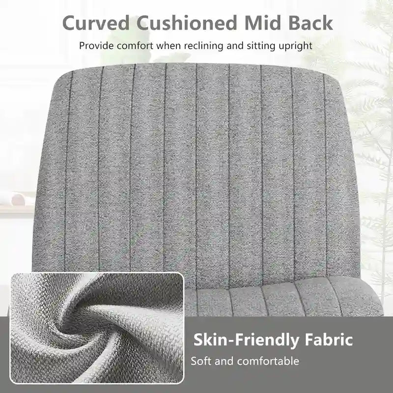 Chaise de bureau pivotante sans accoudoirs avec pieds croisés, hauteur réglable et roulettes