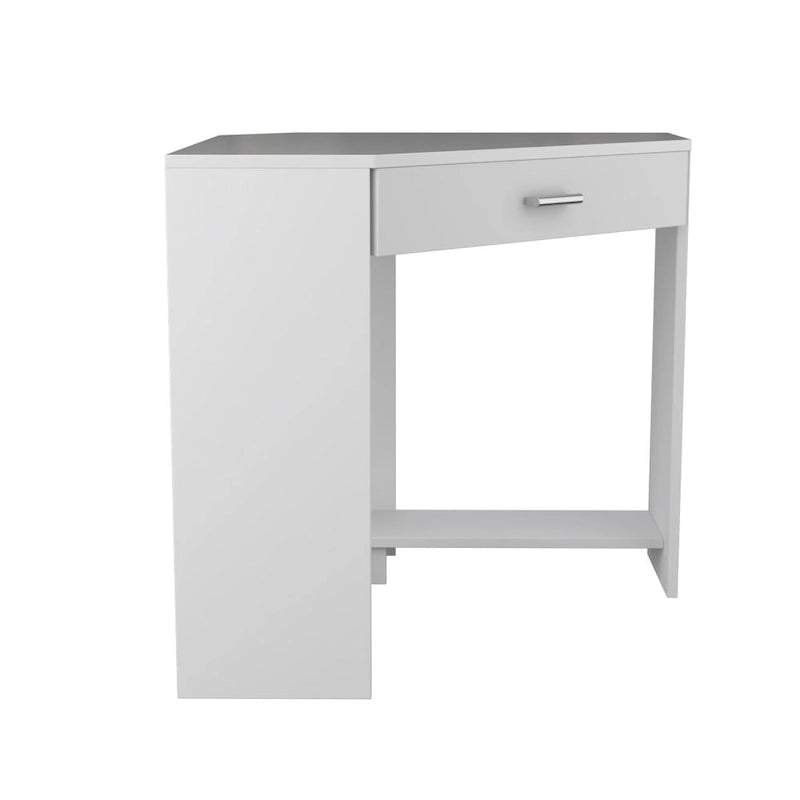 Bureau d'angle et coiffeuse brillants avec tiroir rabattable