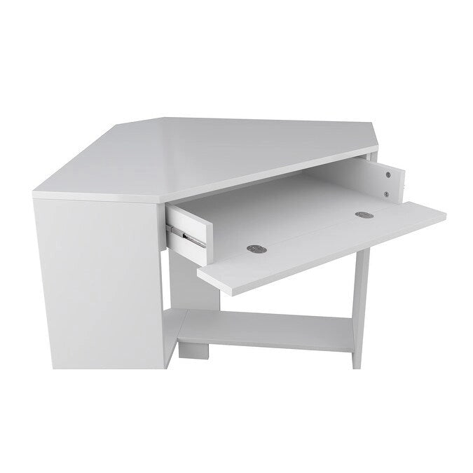 Bureau d'angle et coiffeuse brillants avec tiroir rabattable