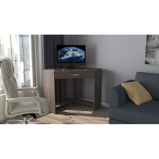Bureau d'angle et coiffeuse brillants avec tiroir rabattable