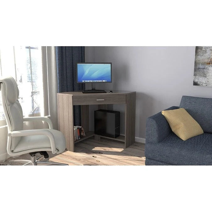 Bureau d'angle et coiffeuse brillants avec tiroir rabattable