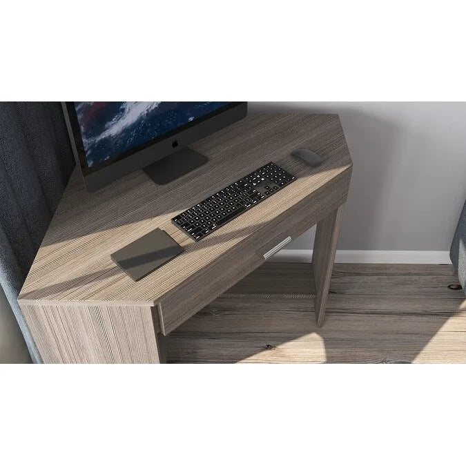 Bureau d'angle et coiffeuse brillants avec tiroir rabattable