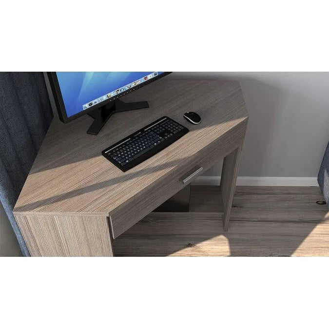 Bureau d'angle et coiffeuse brillants avec tiroir rabattable