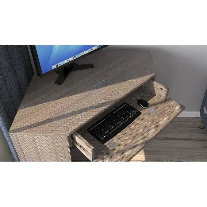 Bureau d'angle et coiffeuse brillants avec tiroir rabattable