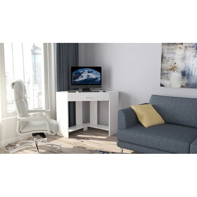 Bureau d'angle et coiffeuse brillants avec tiroir rabattable
