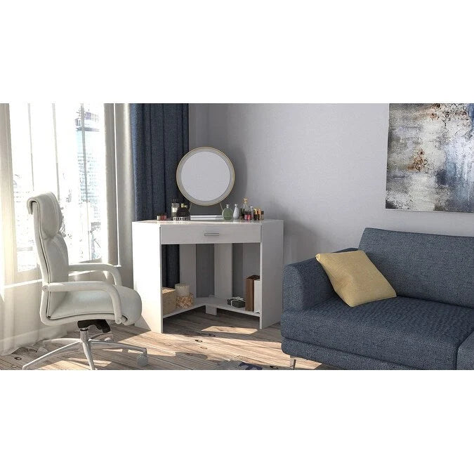 Bureau d'angle et coiffeuse brillants avec tiroir rabattable