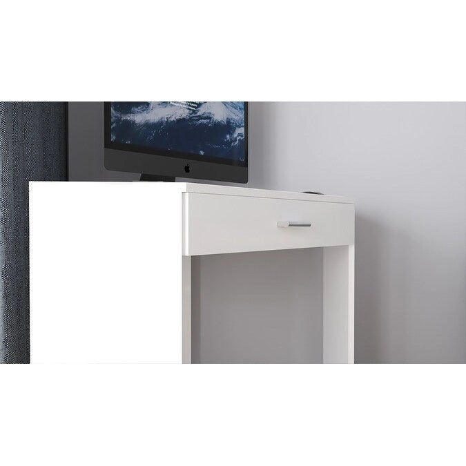 Bureau d'angle et coiffeuse brillants avec tiroir rabattable