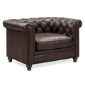 Fauteuil de salon en cuir pleine fleur, style Chesterfield, avec capitonnage en losanges