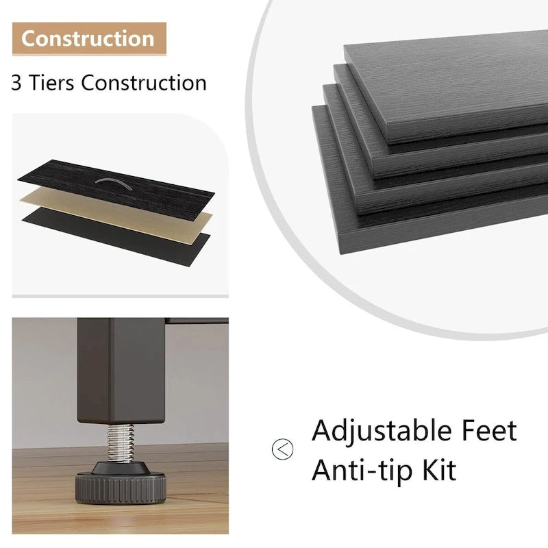 Commode de rangement en tissu à 10 tiroirs avec cadre en acier et plateau en bois imperméable