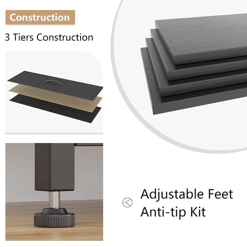 Commode de rangement en tissu à 10 tiroirs avec cadre en acier et plateau en bois imperméable