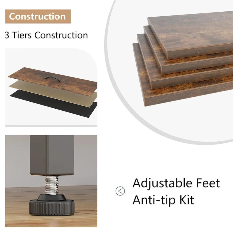 Commode de rangement en tissu à 10 tiroirs avec cadre en acier et plateau en bois imperméable