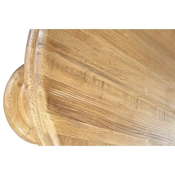 Table d'appoint en orme fabriquée à la main avec un piédestal tourné et un plateau à lattes
