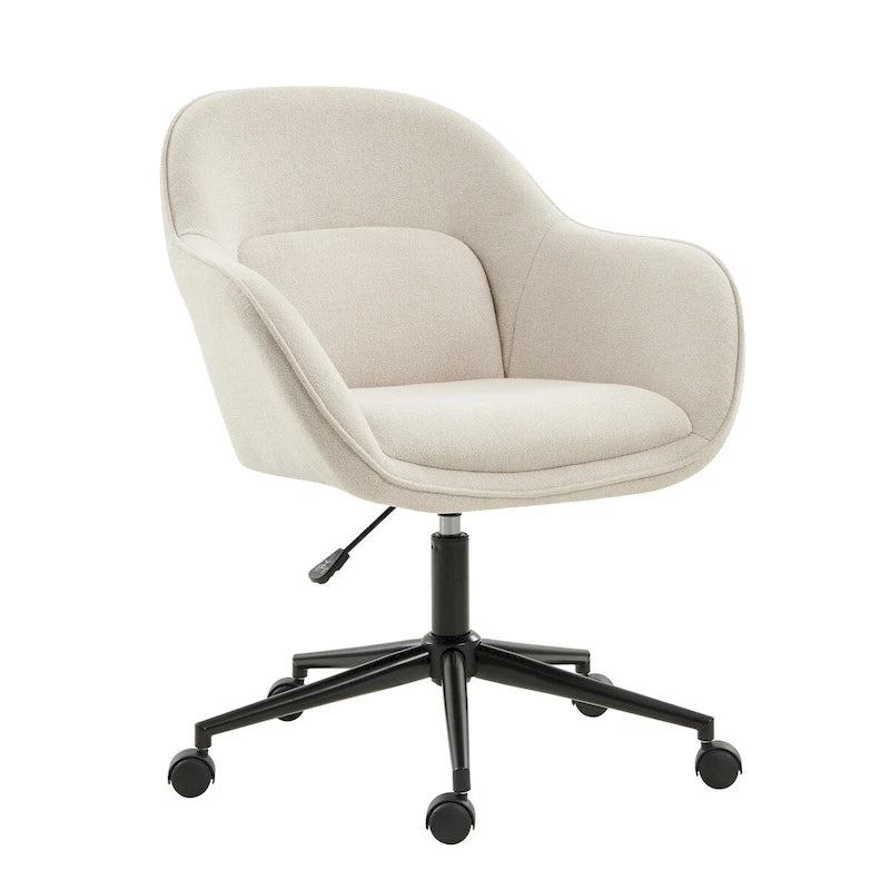 Chaise de bureau pivotante à dossier incurvé avec hauteur réglable et piètement en métal